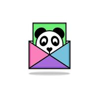 Cute panda in colorful envelope art illustration. Panda mail icon for business communication. vector