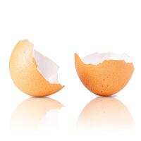 Egg shell isolated on white. Broken chicken egg shell isolated on white photo