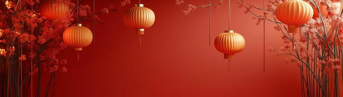 Chinese New Year, Chinese lantern with space for text, created with technology. photo