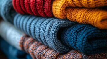 Knitted things, the texture of knitted things, created using technology. photo