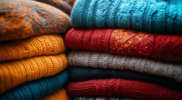 Knitted things, the texture of knitted things, created using technology. photo