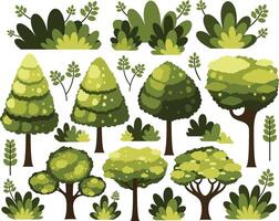 Trees and Bushes Elements Illustration vector