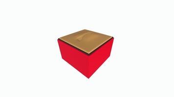 3D rendering of a red box with a golden lid video