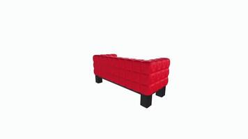 Modern 3D rendering of a bright red block sofa in minimalistic design video