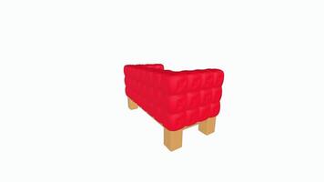 3d representación de un moderno rojo sofá diseño para contemporáneo interiores video