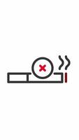 Animated cigarette red cross prohibited icon.Non Smoking area line animation.Tobacco policy. Do not Smoke public zone.alpha channel transparency.High quality 4k footage vertical screen 2160 3840 25fps video