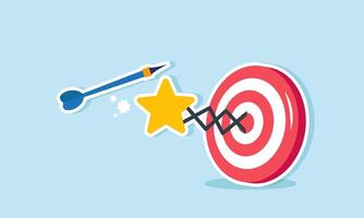 A punching machine with a lamp on a target board hits an arrow, illustration of preventing and altering business targets based on quality or business standardization vector