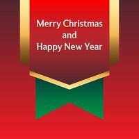 Modern Merry Christmas and Happy New Year flag banner decoration isolated on gradient red background vector
