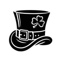 A black and white illustration of a hat with a shamrock vector