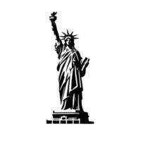 The statue of liberty is shown in black and white vector
