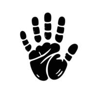A black handprint is shown on a white background vector