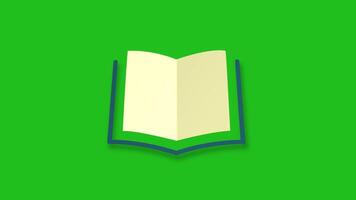 Graphic animation of appearance and disappearance of open book on green background. video