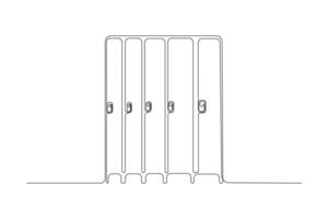 Hand-drawn school locker continuous line art drawing. vector