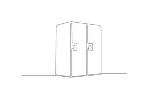 Continuous line art drawing of locker isolated on white background. vector