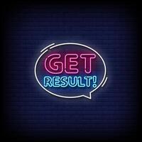 get result neon style with brick wall background vector