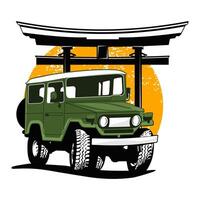 Car with torri gates isolated with a white background. vector