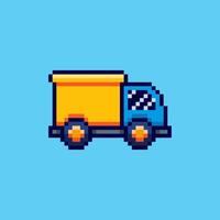 Pixel art Delivery Truck game asset design vector