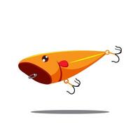Illustration of an artificial fishing lure in the shape of an orange fish vector