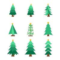 Illustration of various shapes of Christmas trees on a white background vector