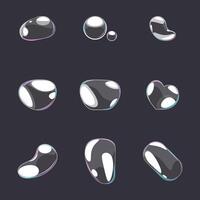 Illustration of various shapes of soap bubbles on a black background vector