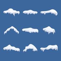 Illustration of various shapes of thick white snow caps vector