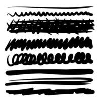 Set of artistic pen brushes. Hand drawn grunge strokes. Doodle lines, various dividers for web sites. vector