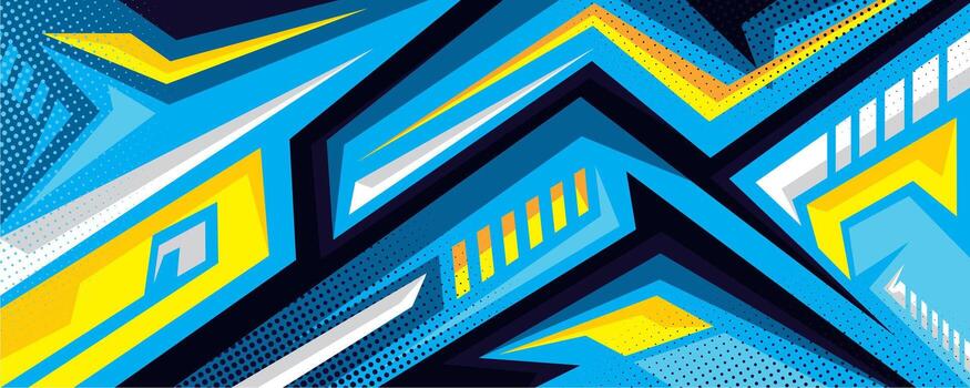 A blue and yellow abstract pattern with triangles vector