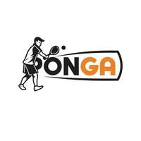 Black and Red Ping-Pong Logo With Crossed Paddles or Rackets and a Ball Over Them vector