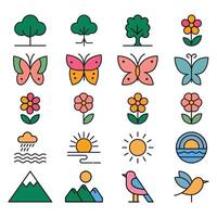 nature icon set artwork vector