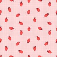 Seamless Pink Pattern with Cute Red Strawberry Illustrations vector