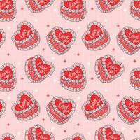 Seamless Love Pattern with Heart-Shaped Designs and Romantic Messages vector