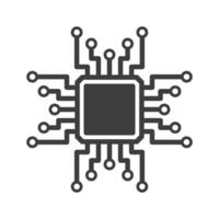 Machine learning micro chip symbol, ML icon, Artificial intelligence sign. AI, CPU, GPU microchip icon, . illustration image. Isolated on white background. vector