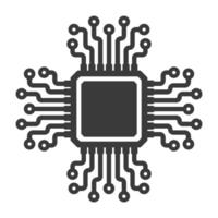 AI, CPU, GPU microchip icon, Machine learning micro chip symbol, ML icon, Artificial intelligence sign. ai microchip illustration image. Isolated on white background. vector