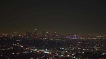 Nighttime View of Illuminated Los Angeles Skyline and Skyscrapers video