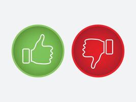 Like or dislike. line icon, Thumb up and down red and green icons vector