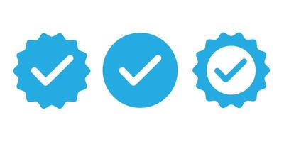Verified social network account icon with a blue checkmark vector