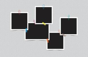 photo frame with a paper clip and colored sticky tape vector