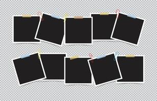photo frame with a paper clip and various colored sticky tape vector