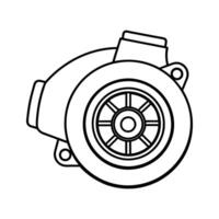 A black and white drawing of a turbocharger vector