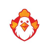 A chicken head logo with a red background vector