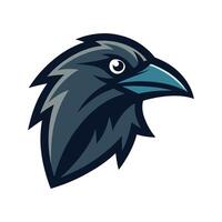 A raven head with a blue beak vector