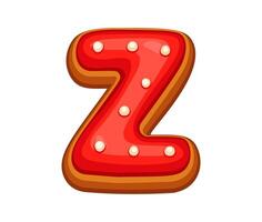Gingerbread letter Z with red icing and white dots vector