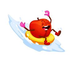 Christmas winter pear fruit character on sled vector