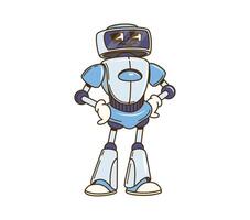 Cartoon groovy robot character futuristic humanoid vector