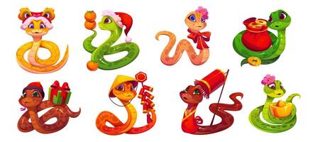 2025 cartoon snake characters for Chinese New Year vector