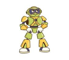 Cartoon retro groovy robot futuristic ai character vector