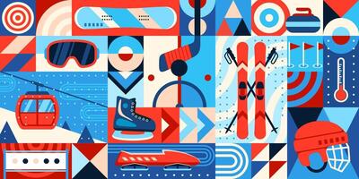 Winter sport abstract geometric pattern background vector