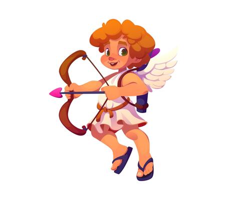 Valentine Day cute cupid character with a bow