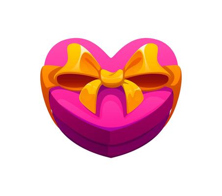 Valentine day heart shaped gift box with gold bow