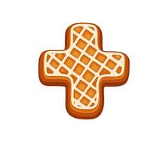Christmas gingerbread plus sign with icing mesh vector